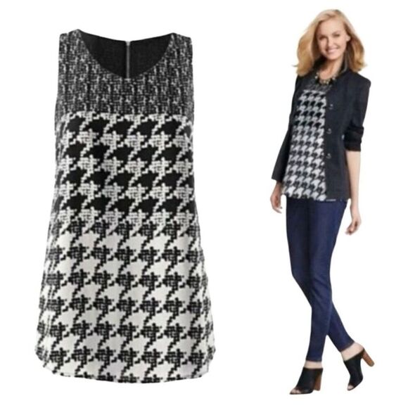 CAbi 3090 Broken Check Houndstooth Blouse Tank Small - Picture 1 of 9